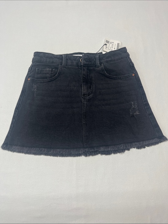 Zara Other - Girls size 8 Zara Black Denim A-Line Skirt with Frayed Hem NWT school play 1216